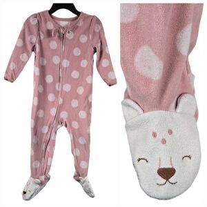 Carter's Girls 18M Pink Polka Dot 1-Piece Fleece Footie PJs Sleep Play Pajama